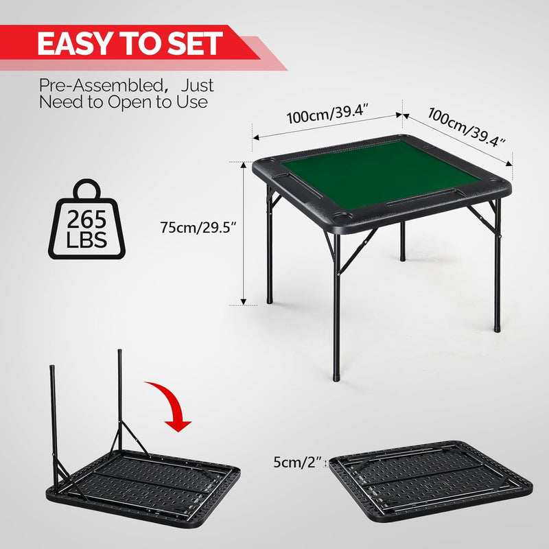 Load image into Gallery viewer, PEXMOR Mahjong Table 35" Square Folding Card Table w/4Cup Holders