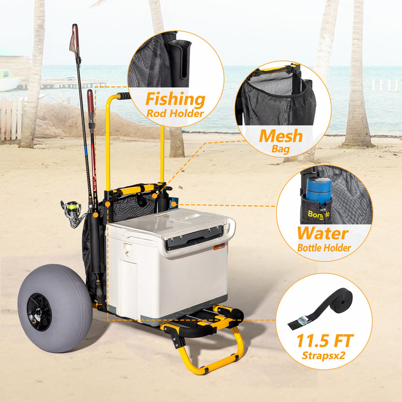 Load image into Gallery viewer, Beach Fishing Cart with 12” Big Balloon Wheels