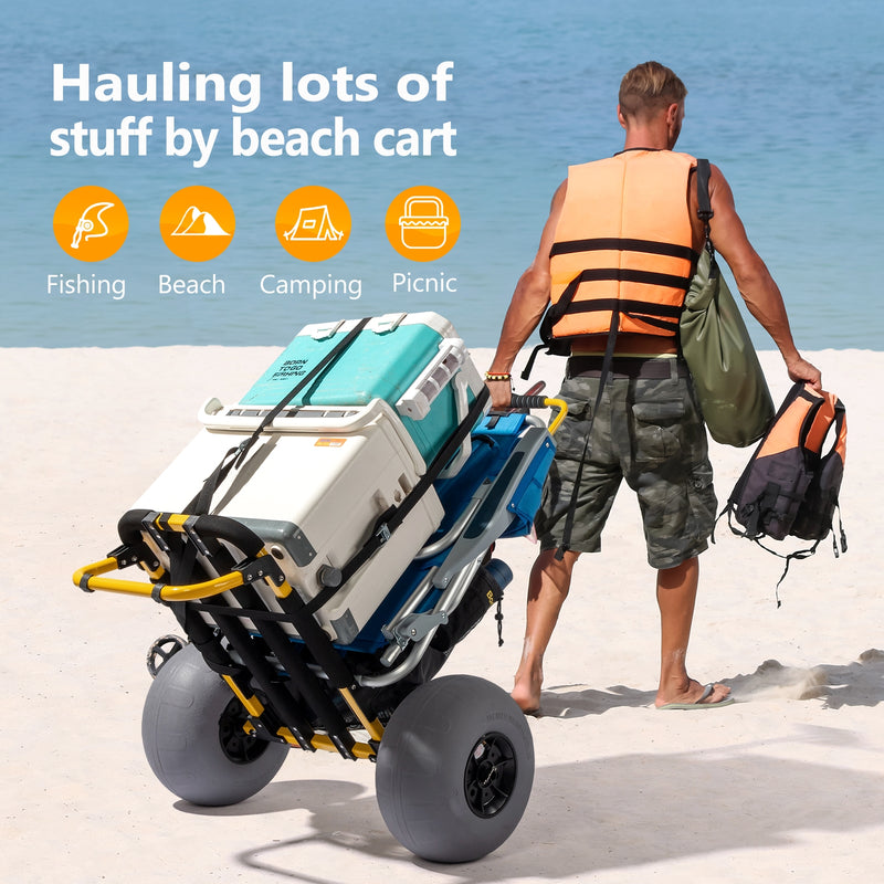 Load image into Gallery viewer, Beach Fishing Cart with 12” Big Balloon Wheels