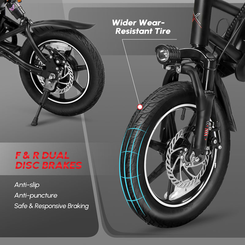 Load image into Gallery viewer, PEXMOR 14" Foldable City Electric Bike for Adults Peak 500W