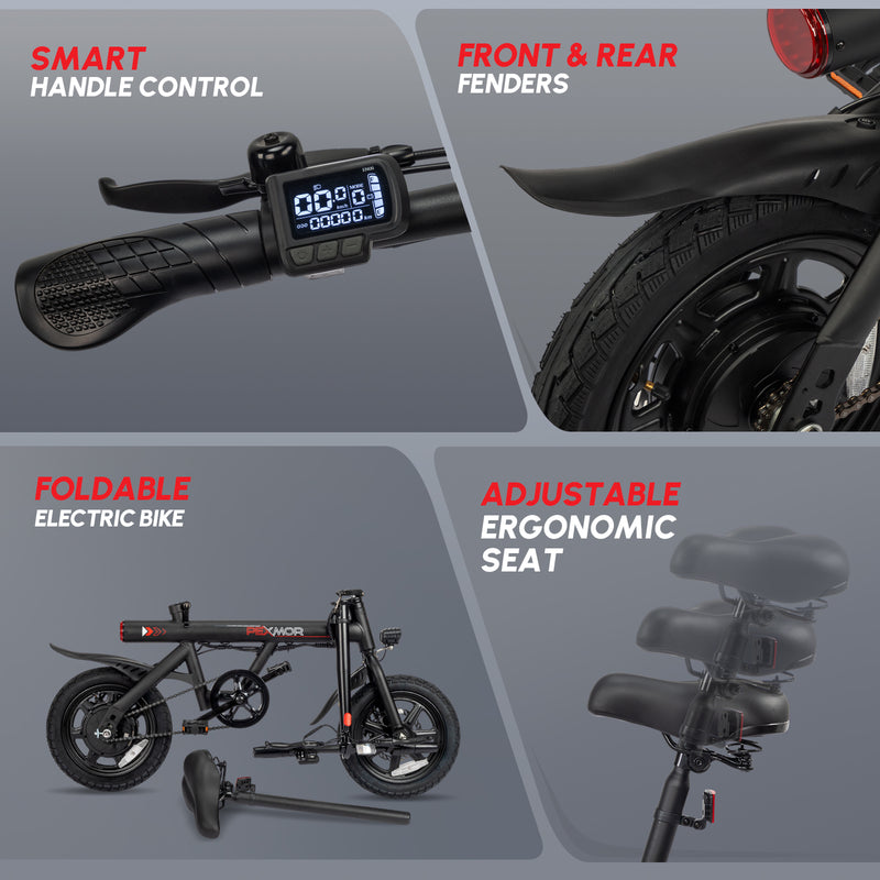 Load image into Gallery viewer, PEXMOR 14" Folding Electric Bike Commuter E-Bike with 350W Motor (Peak 500W)