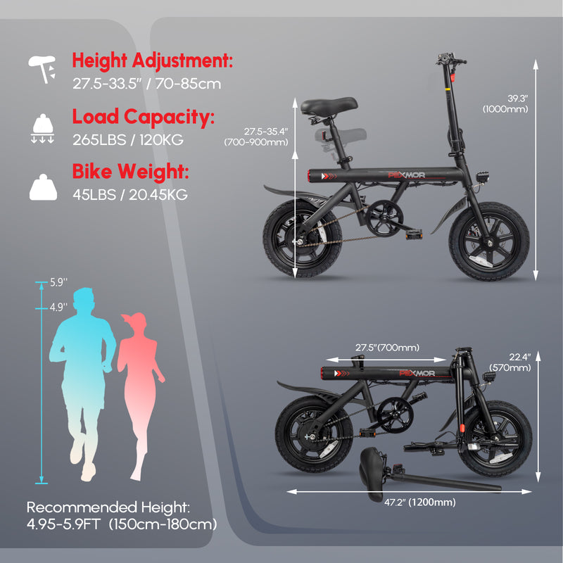 Load image into Gallery viewer, PEXMOR 14" Folding Electric Bike Commuter E-Bike with 350W Motor (Peak 500W)