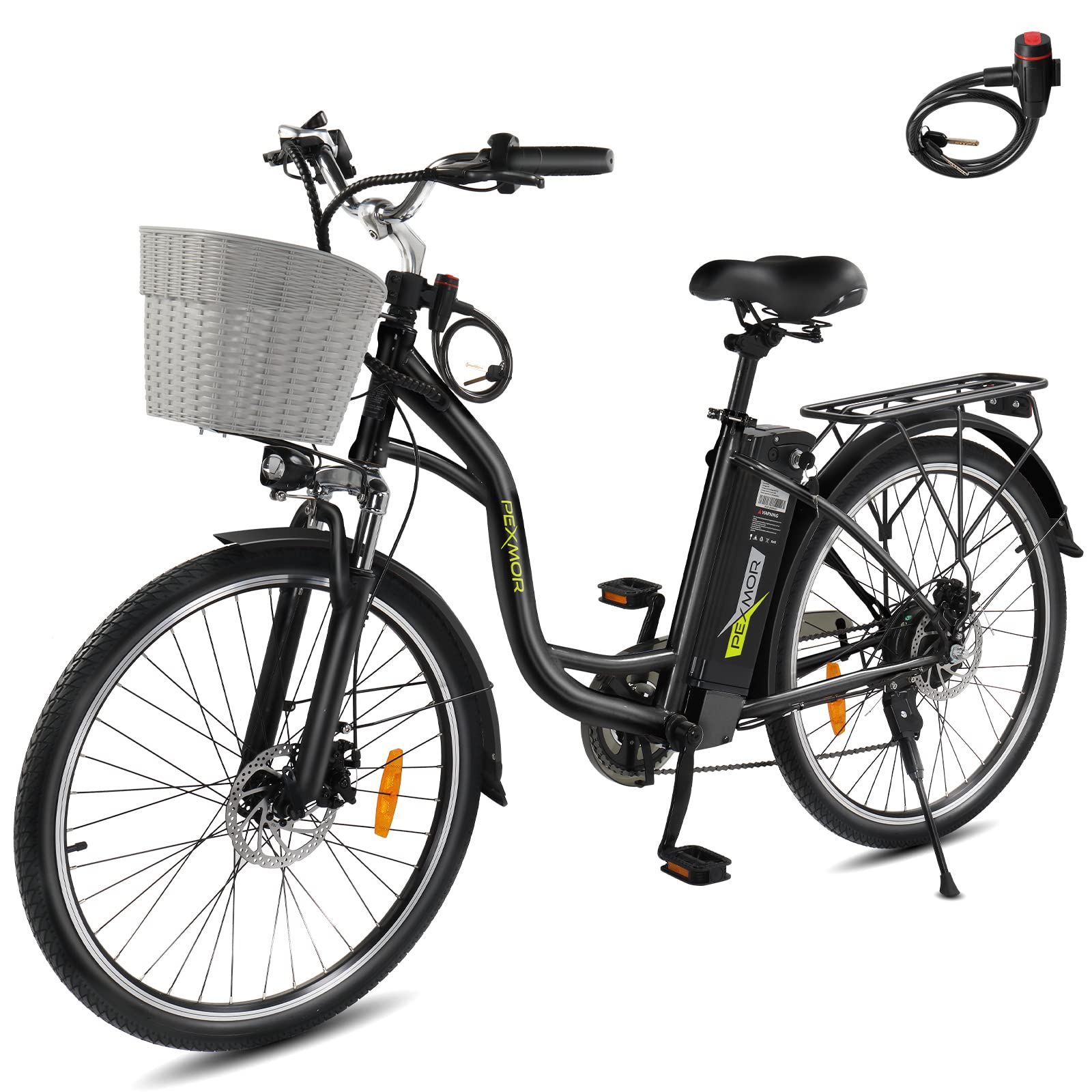 Electric Bike Town Bike With Basket Pexmor 500W Electric City Bike
