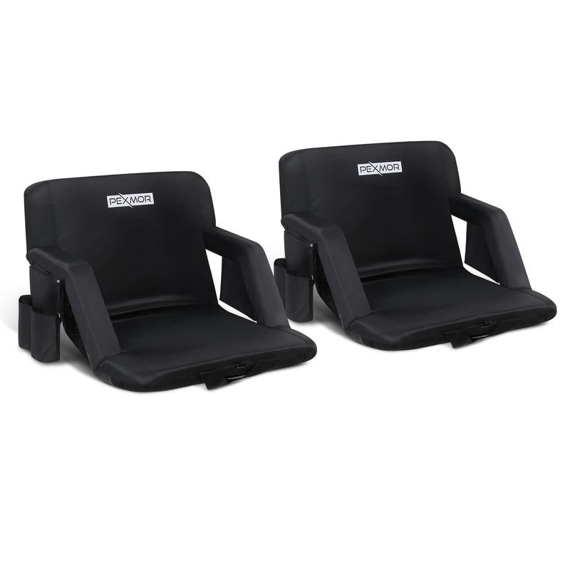 Load image into Gallery viewer, PEXMOR 2pc Portable 21" Folding Stadium Seat with Back Support Cushion Armrest and Pockets