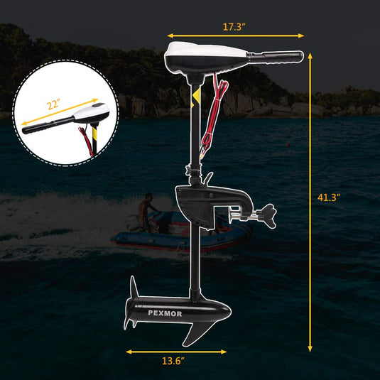 PEXMOR Thrust Saltwater Transom Mounted Trolling Electric Trolling Motor w/LED Battery Indicator