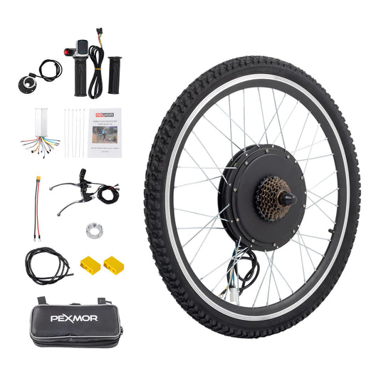 PEXMOR 26" Electric Bike Conversion Kit 48V Hub Motor Wheel Kit with Battery Indicator