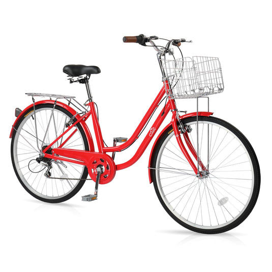 26" Commuter Bike Women 7 Speeds Beach Cruiser Bike