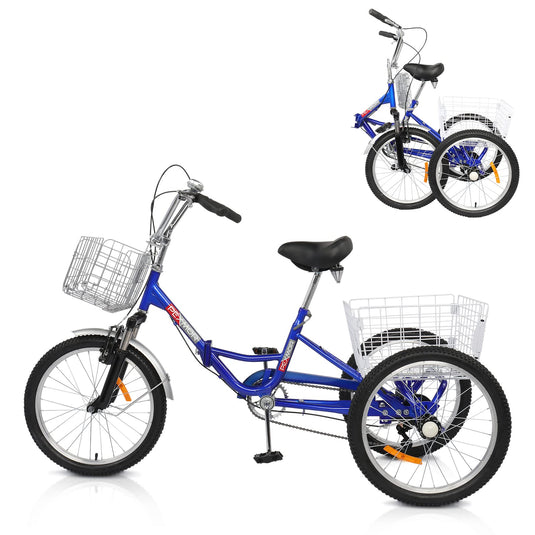 PEXMOR 7 Speed Adult Tricycle Three Cruiser Bike w/Folding Basket