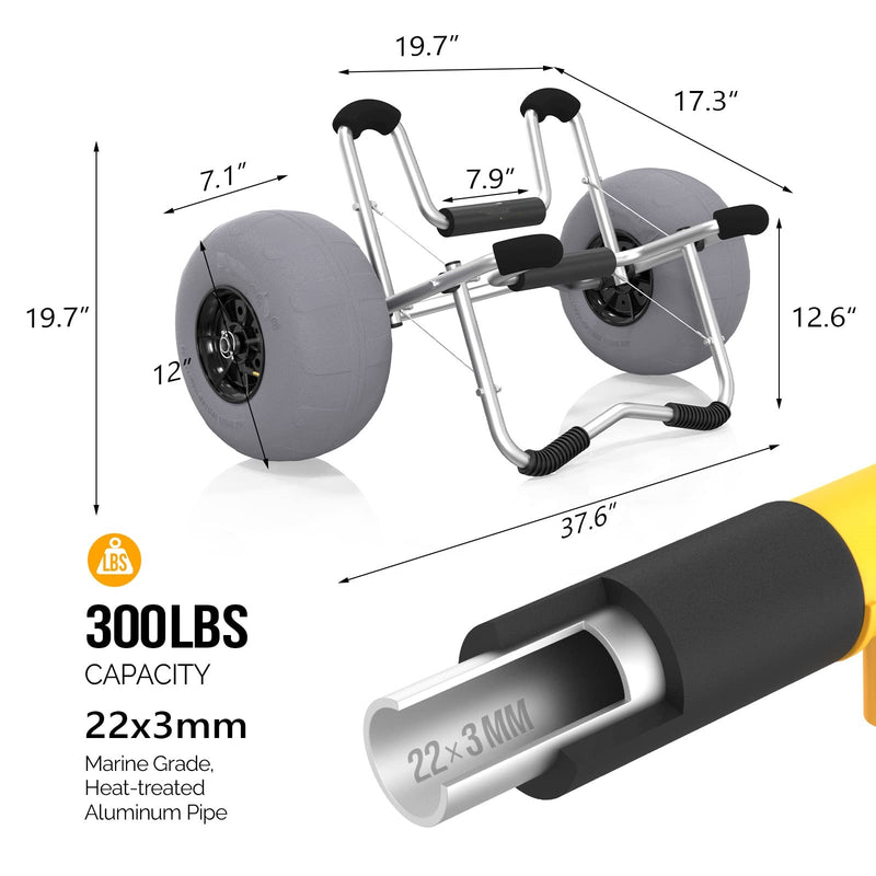 Load image into Gallery viewer, PEXMOR Kayak Cart Trolley with 12" Big Beach Wheels