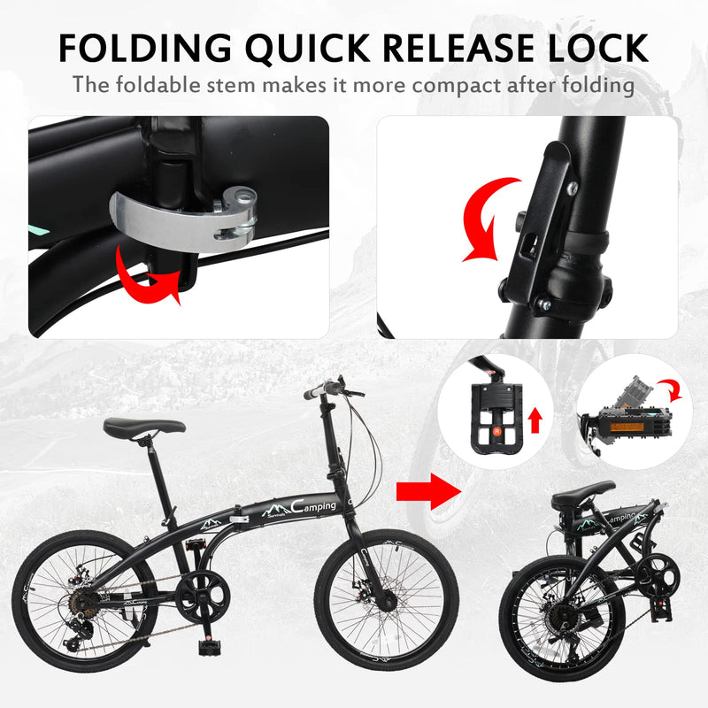 Load image into Gallery viewer, 20" Adult Folding Bike 7-Speed with Double Shock Effect