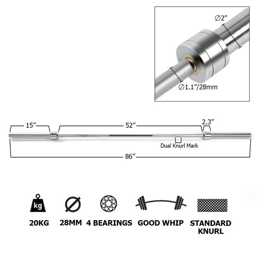PEXMOR 5/7 Feet Olympic Barbell with Rotating Sleeve