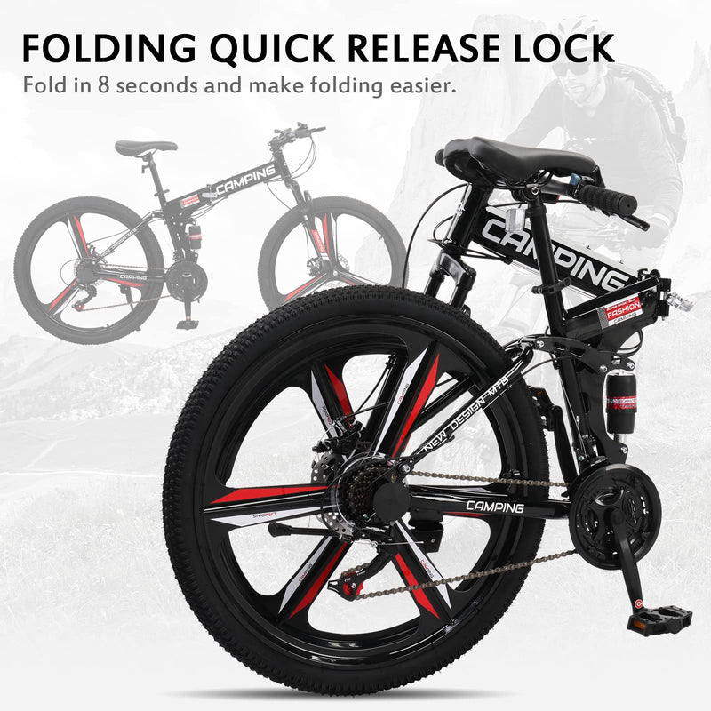 Load image into Gallery viewer, 26" Foldable Mountain Bike 21-Speed Bikes for Adults with Dual Disc Brakes