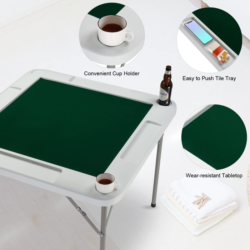 Load image into Gallery viewer, PEXMOR Mahjong Table 35" Square Folding Card Table w/4Cup Holders