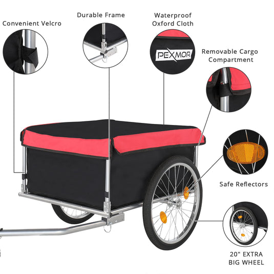 PEXMOR Bike Cargo Trailer Foldable Bicycle Cart Bike Wagon Trailer