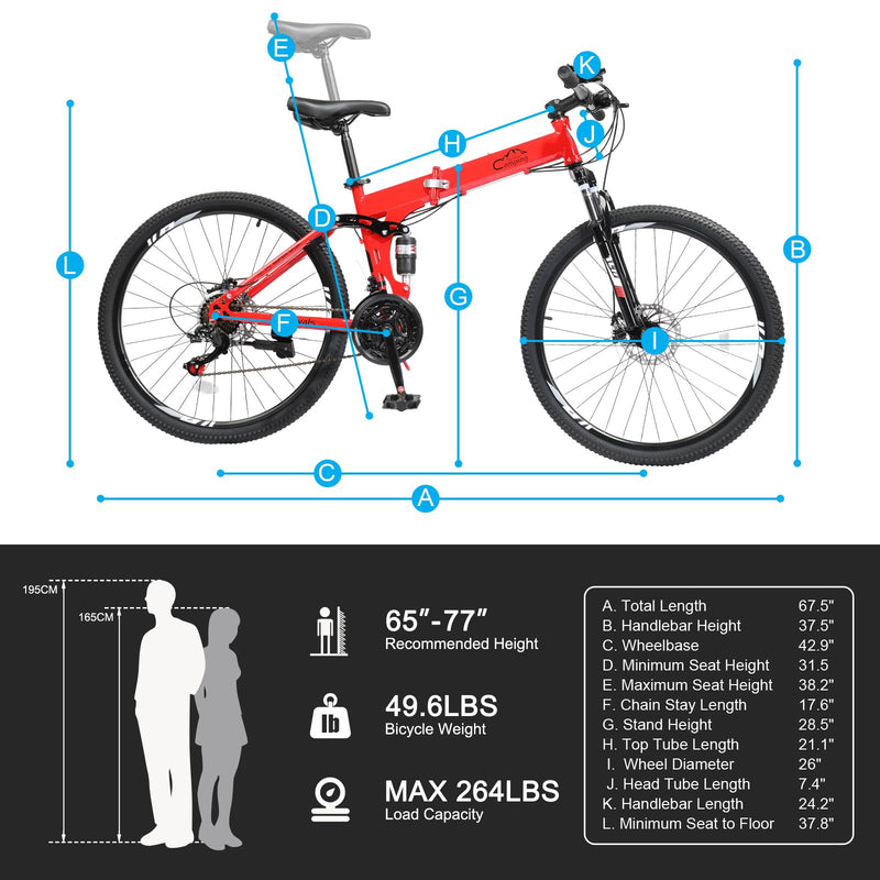 Load image into Gallery viewer, 21-Speed Adult Foldable Mountain Bikes with High Carbon Steel Frame