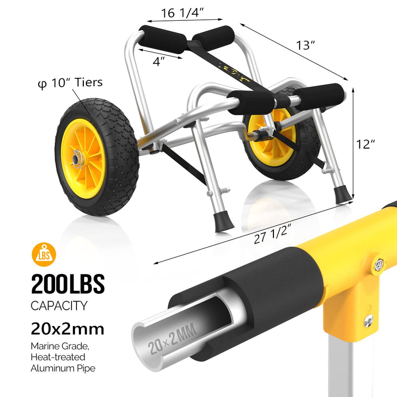 Load image into Gallery viewer, PEXMOR Dolly Kayak Cart Wheels Detachable Canoe Cart with Solid Tires and Kickstand Kayak Trolley