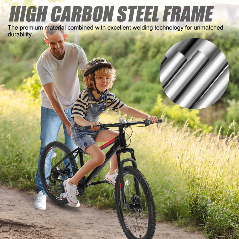 Load image into Gallery viewer, 24" Mountain Bike 21 Speed Double Shock Adult Bicycle Comfort Saddle