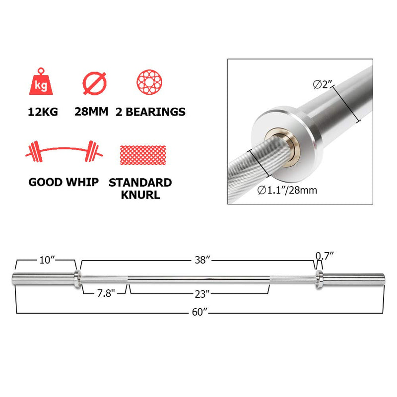 Load image into Gallery viewer, PEXMOR 5/7 Feet Olympic Barbell with Rotating Sleeve