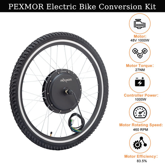 PEXMOR 48V 1000W Electric Bike Conversion Kit 26" Front Wheel E-Bike Conversion Kit