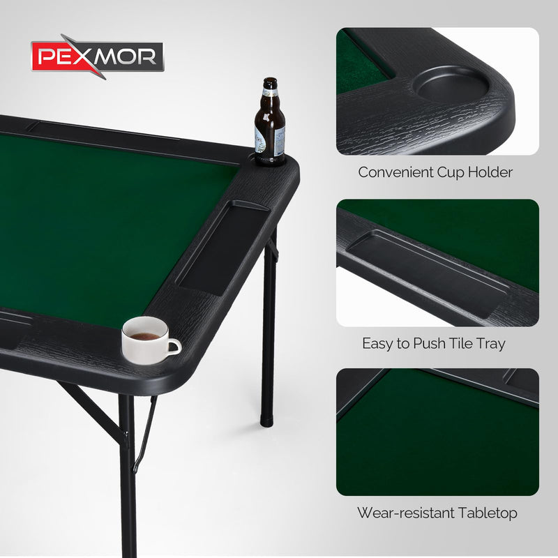 Load image into Gallery viewer, PEXMOR Mahjong Table 35" Square Folding Card Table w/4Cup Holders