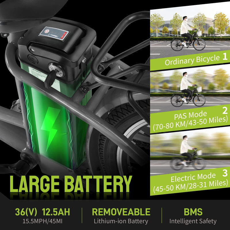 Load image into Gallery viewer, PEXMOR Adults 6 Speed 26" City Electric Bike Peak 500W Dual Shock Absorber