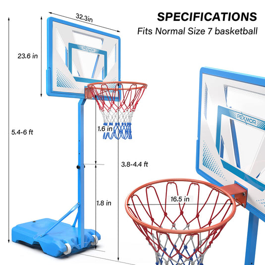 PEXMOR Pool Basketball Hoop Portable Backboard Stand