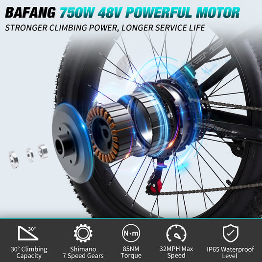 PEXMOR Adults 7 Speed Electric Mountain Bike 750W 30Mph