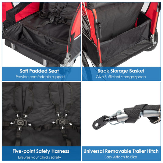 PEXMOR 2-in-1 Kids Bike Trailer Carrier