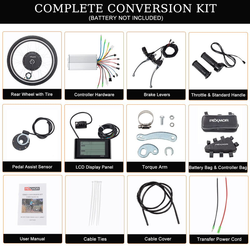 Load image into Gallery viewer, PEXMOR 26" Rear Wheel 48V 1200W E-Bike Conversion Kit