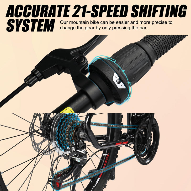 Load image into Gallery viewer, 24" Mountain Bike 21 Speed Double Shock Adult Bicycle Comfort Saddle