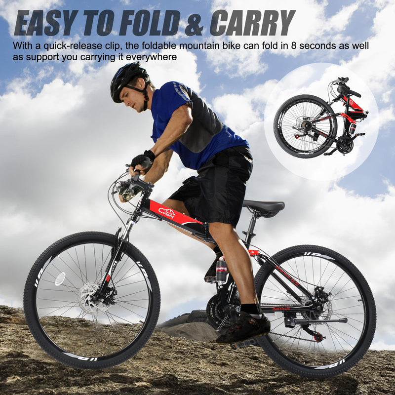 Load image into Gallery viewer, 21-Speed Adult Foldable Mountain Bikes with High Carbon Steel Frame