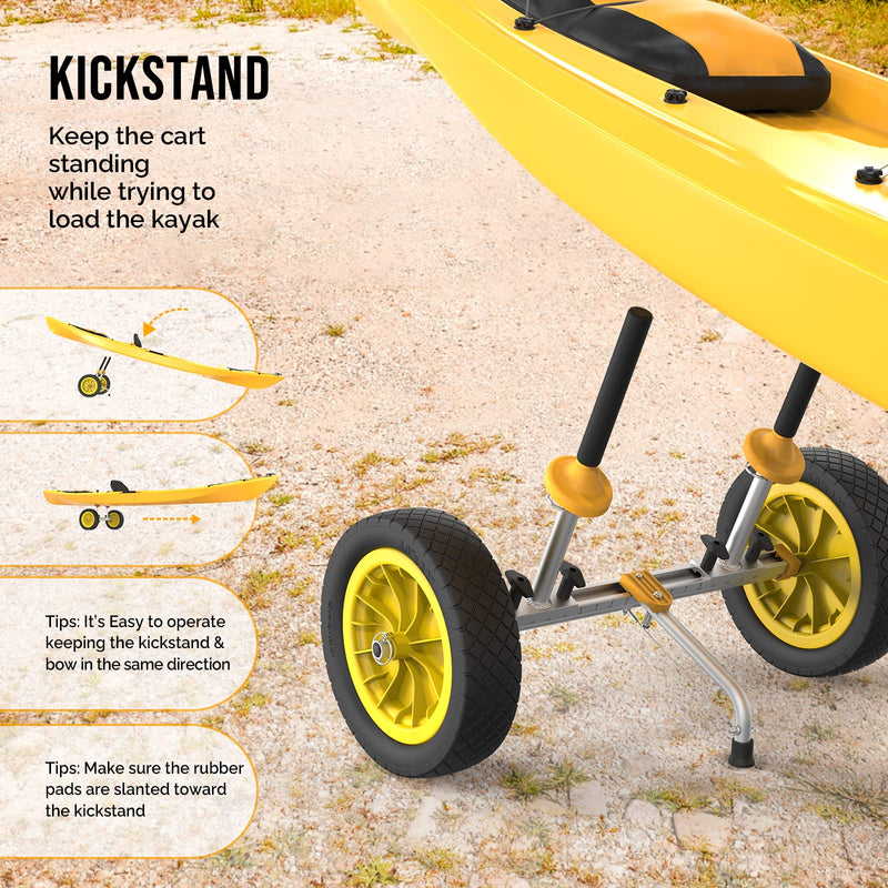 Load image into Gallery viewer, PEXMOR Dolly Kayak Cart Wheels Detachable Canoe Cart with Solid Tires and Kickstand Kayak Trolley