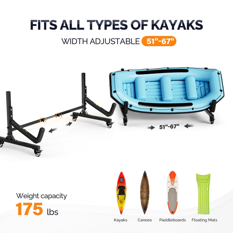 Load image into Gallery viewer, Freestanding Kayak Storage Rack Adjustable with Lockable Wheels Indoor Outdoor