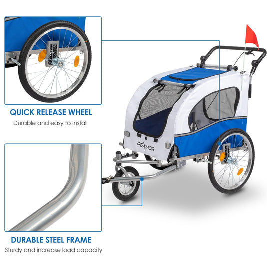 PEXMOR Bike Dog Trailer Pet Carrier