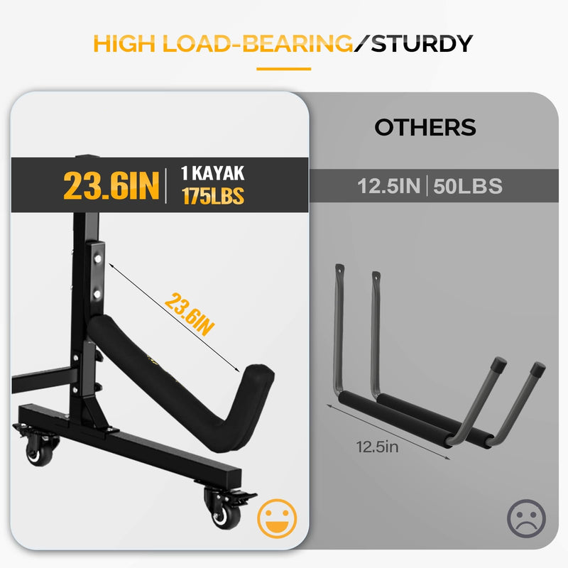 Load image into Gallery viewer, Freestanding Kayak Storage Rack Adjustable with Lockable Wheels Indoor Outdoor