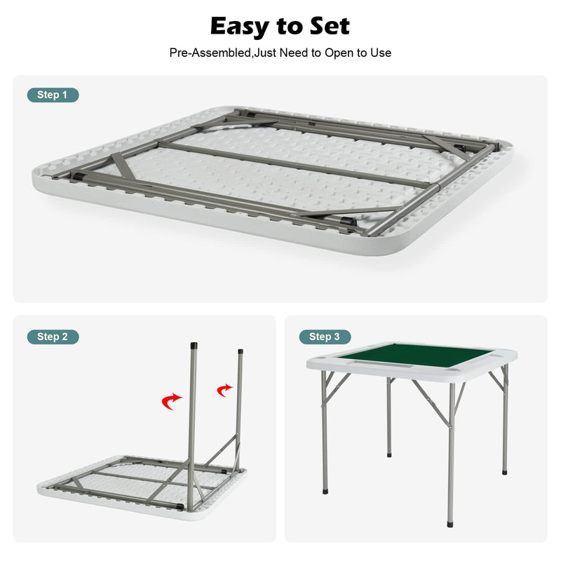 Load image into Gallery viewer, PEXMOR Mahjong Table 35" Square Folding Card Table w/4Cup Holders