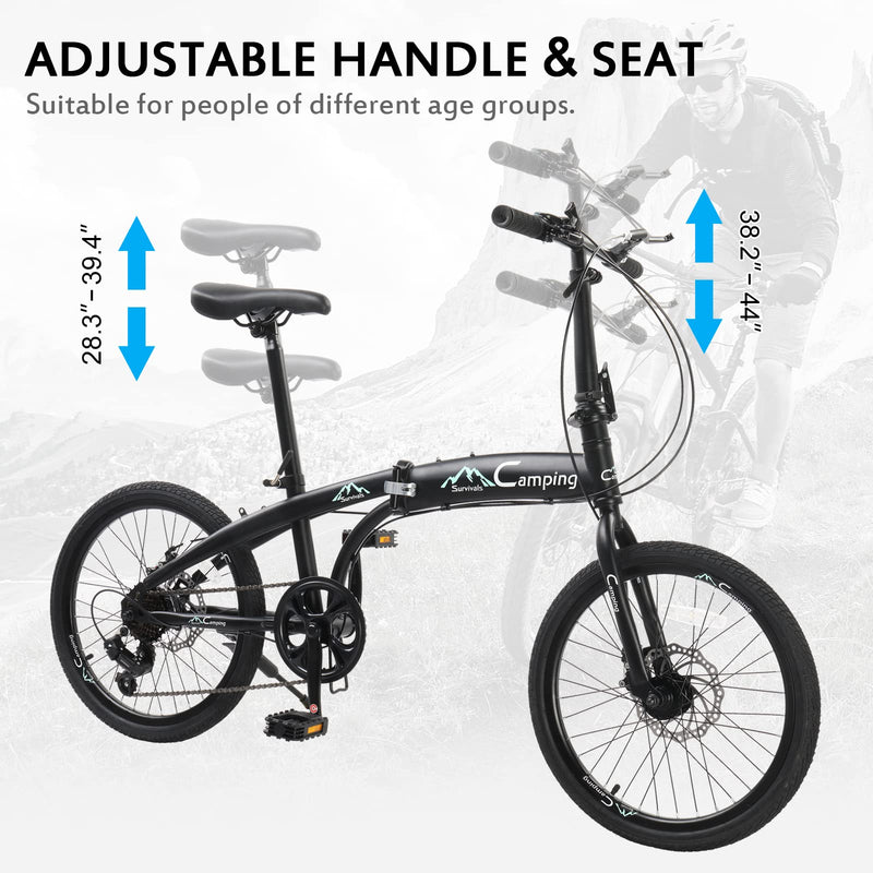Load image into Gallery viewer, 20" Adult Folding Bike 7-Speed with Double Shock Effect