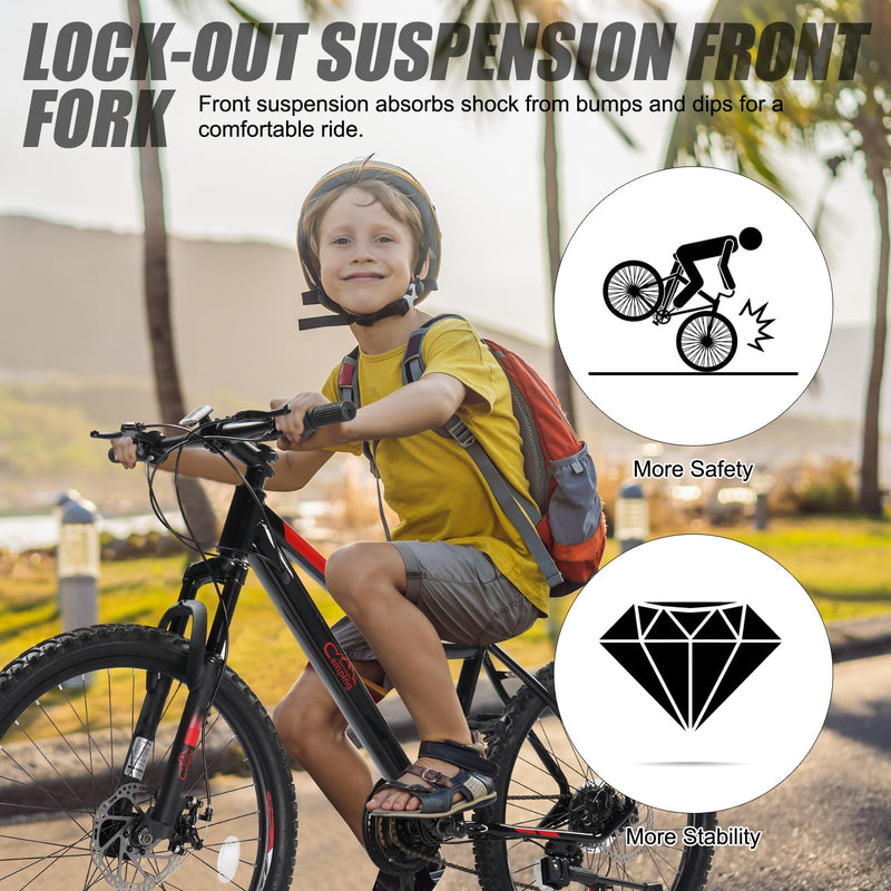 Load image into Gallery viewer, 24" Mountain Bike 21 Speed Double Shock Adult Bicycle Comfort Saddle