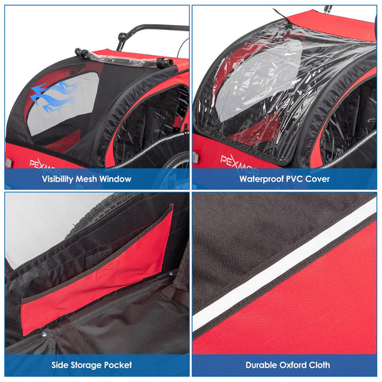 PEXMOR 2-in-1 Kids Bike Trailer Carrier