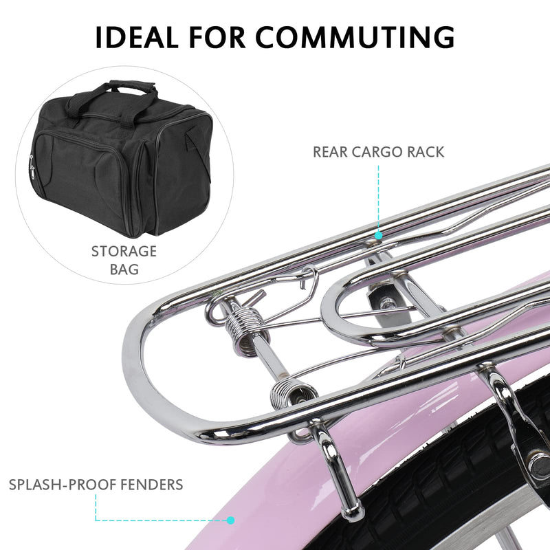 Load image into Gallery viewer, 26" Commuter Bike Women 7 Speeds Beach Cruiser Bike