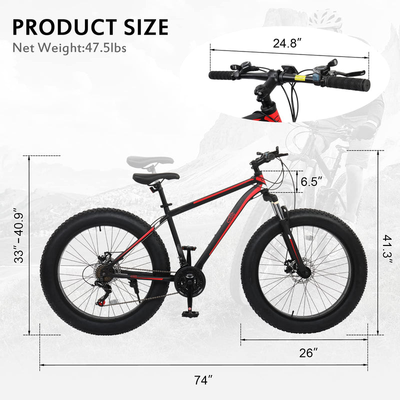 Load image into Gallery viewer, 26" Mountain Bike 21-Speed Shifting System with 4" Fat All Terrain Tires