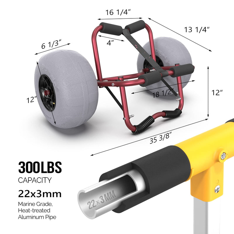 Load image into Gallery viewer, PEXMOR Kayak Cart Trolley with 12" Big Beach Wheels