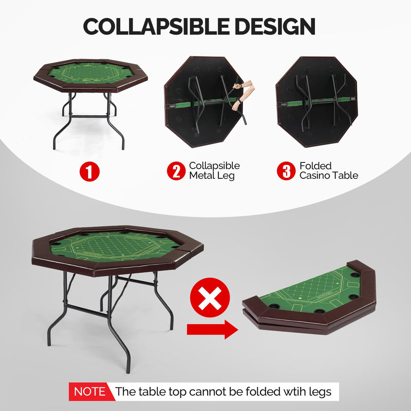 Load image into Gallery viewer, PEXMOR Portable 8 Player Foldable Poker Table