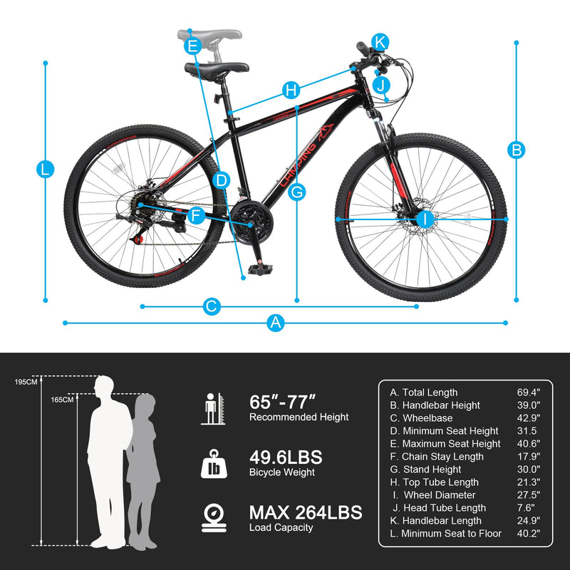 Load image into Gallery viewer, 27.5" Adult 21-Speed Mountain Bike with Double Disc Brake