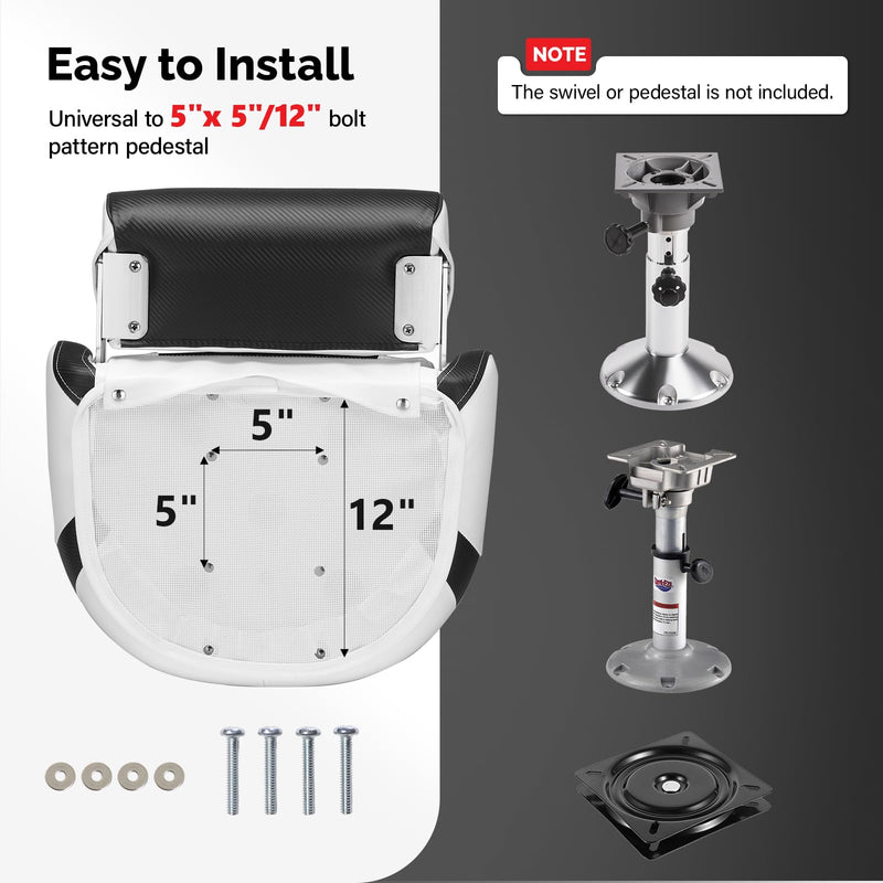 Load image into Gallery viewer, PEXMOR Pontoon Boat Captain Seat Waterproof with Stainless Steel Screws and Cover