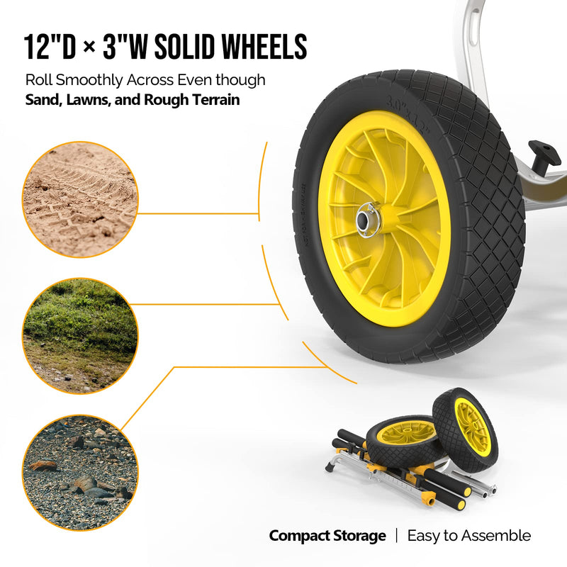 Load image into Gallery viewer, PEXMOR Heavy Duty Universal Kayak Cart with 12" Flat-Free Kayak Wheels