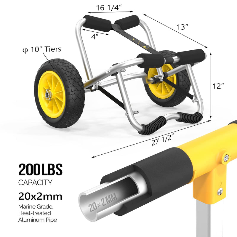 Load image into Gallery viewer, PEXMOR Dolly Kayak Cart Wheels Detachable Canoe Cart with Solid Tires and Kickstand Kayak Trolley