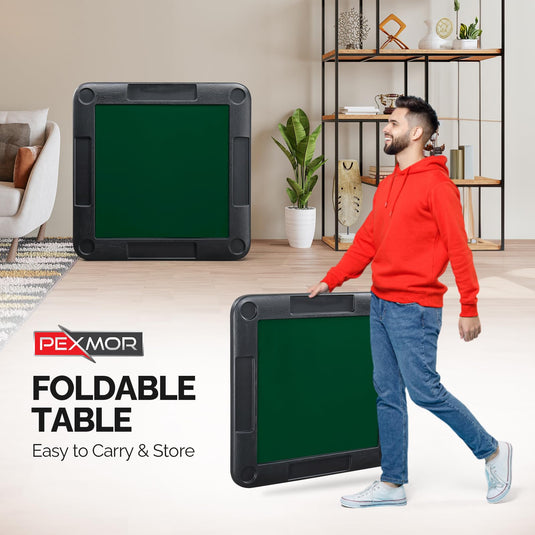 PEXMOR Mahjong Table 35" Square Folding Card Table w/4Cup Holders