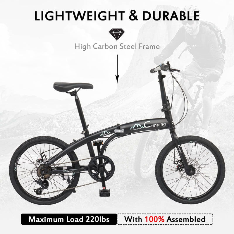 Load image into Gallery viewer, 20" Adult Folding Bike 7-Speed with Double Shock Effect