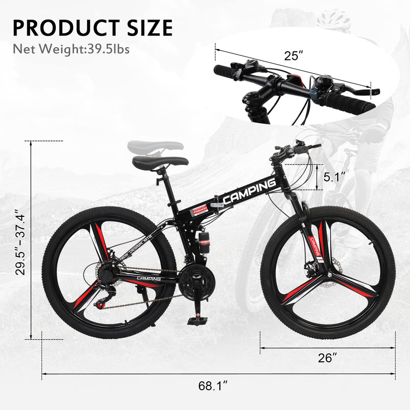 Load image into Gallery viewer, 26" Foldable Mountain Bike 21-Speed Bikes for Adults with Dual Disc Brakes